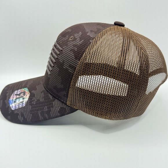 Runs Deep Tactical Coyote Tan Camo Trucker Cap with American - Picture 3 of 7